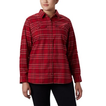 Columbia Ženske Košulje - Silver Ridge Long Sleeve Flannel Top Plus Size Crvene | KNVL-25693